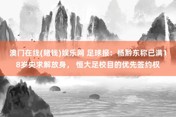 澳门在线(赌钱)娱乐网 足球报：杨黔东称已满18岁央求解放身， 恒大足校目的优先签约权