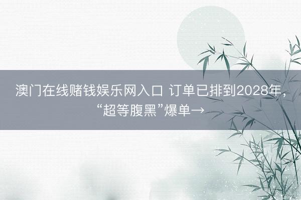 澳门在线赌钱娱乐网入口 订单已排到2028年，“超等腹黑”爆单→