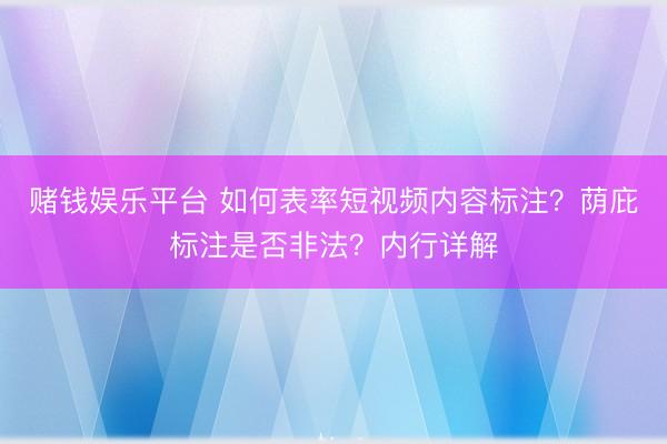 赌钱娱乐平台 如何表率短视频内容标注?荫庇标注是否非法?内行详解