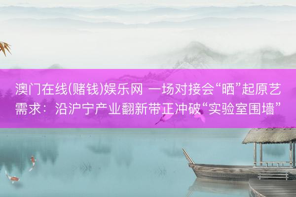澳门在线(赌钱)娱乐网 一场对接会“晒”起原艺需求：沿沪宁产业翻新带正冲破“实验室围墙”