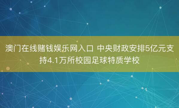 澳门在线赌钱娱乐网入口 中央财政安排5亿元支持4.1万所校园足球特质学校