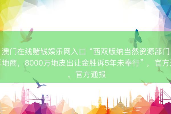 澳门在线赌钱娱乐网入口 “西双版纳当然资源部门诉斥地商，8000万地皮出让金胜诉5年未奉行” ，官方通报