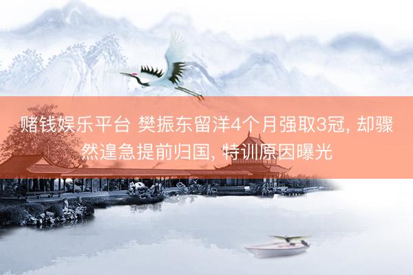 赌钱娱乐平台 樊振东留洋4个月强取3冠， 却骤然遑急提前归国， 特训原因曝光
