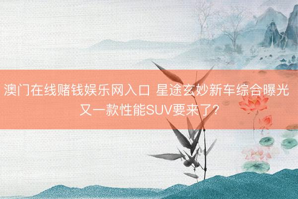 澳门在线赌钱娱乐网入口 星途玄妙新车综合曝光 又一款性能SUV要来了？