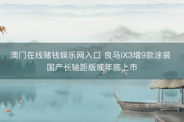 澳门在线赌钱娱乐网入口 良马iX3增9款涂装 国产长轴距版或年底上市