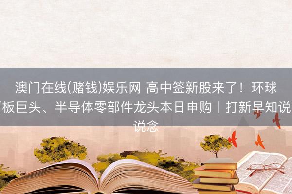 澳门在线(赌钱)娱乐网 高中签新股来了！环球面板巨头、半导体零部件龙头本日申购丨打新早知说念