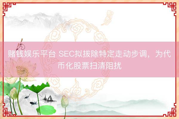 赌钱娱乐平台 SEC拟拔除特定走动步调，为代币化股票扫清阻扰