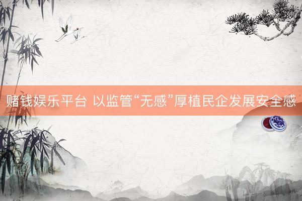 赌钱娱乐平台 以监管“无感”厚植民企发展安全感