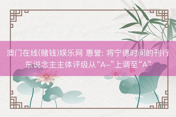 澳门在线(赌钱)娱乐网 惠誉: 将宁德时间的刊行东说念主主体评级从“A-”上调至“A”